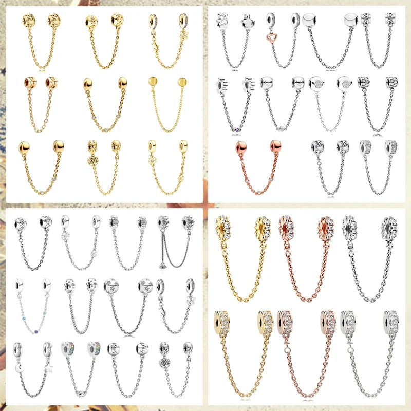 

Сверкающая серия защитных цепочек, очаровательные бусины, тройной прозрачный камень, защитная цепочка, зажим для защитной цепи, подходит для оригинальных браслетов, ювелирные изделия своими руками ﻿