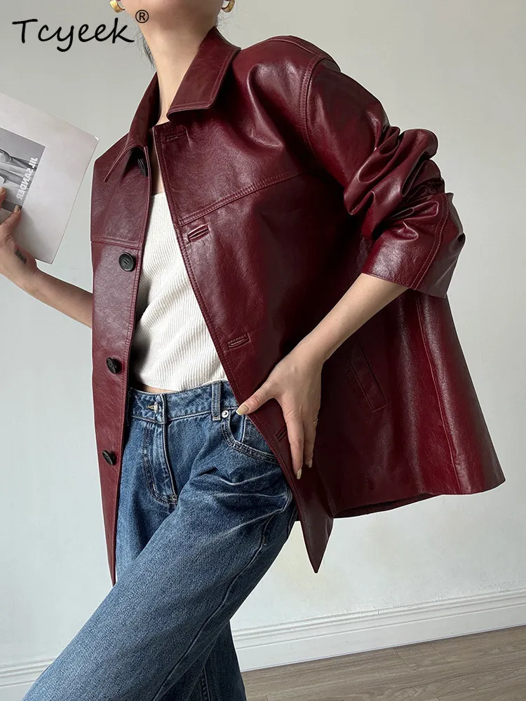 Tcyeek veste en cuir véritable femmes printemps automne vestes véritable manteau en peau De mouton femmes manteaux Vinatge vêtements Jaqueta De Couro