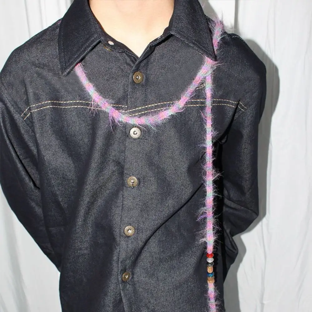 Handmade Long Scarf Beaded Multifunctional Usage Personality Decorated Long Scarf Multicolor Polyester Belt