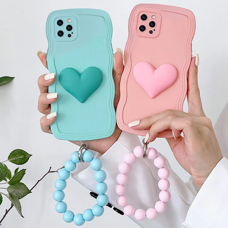 

3D Heart Ring Chain Wave Soft Phone Case For Samsung Galaxy A04 A14 A24 A34 A54 A73 A53 A33 A23 A13 4G A03 A55 A32 5G Soft Cover