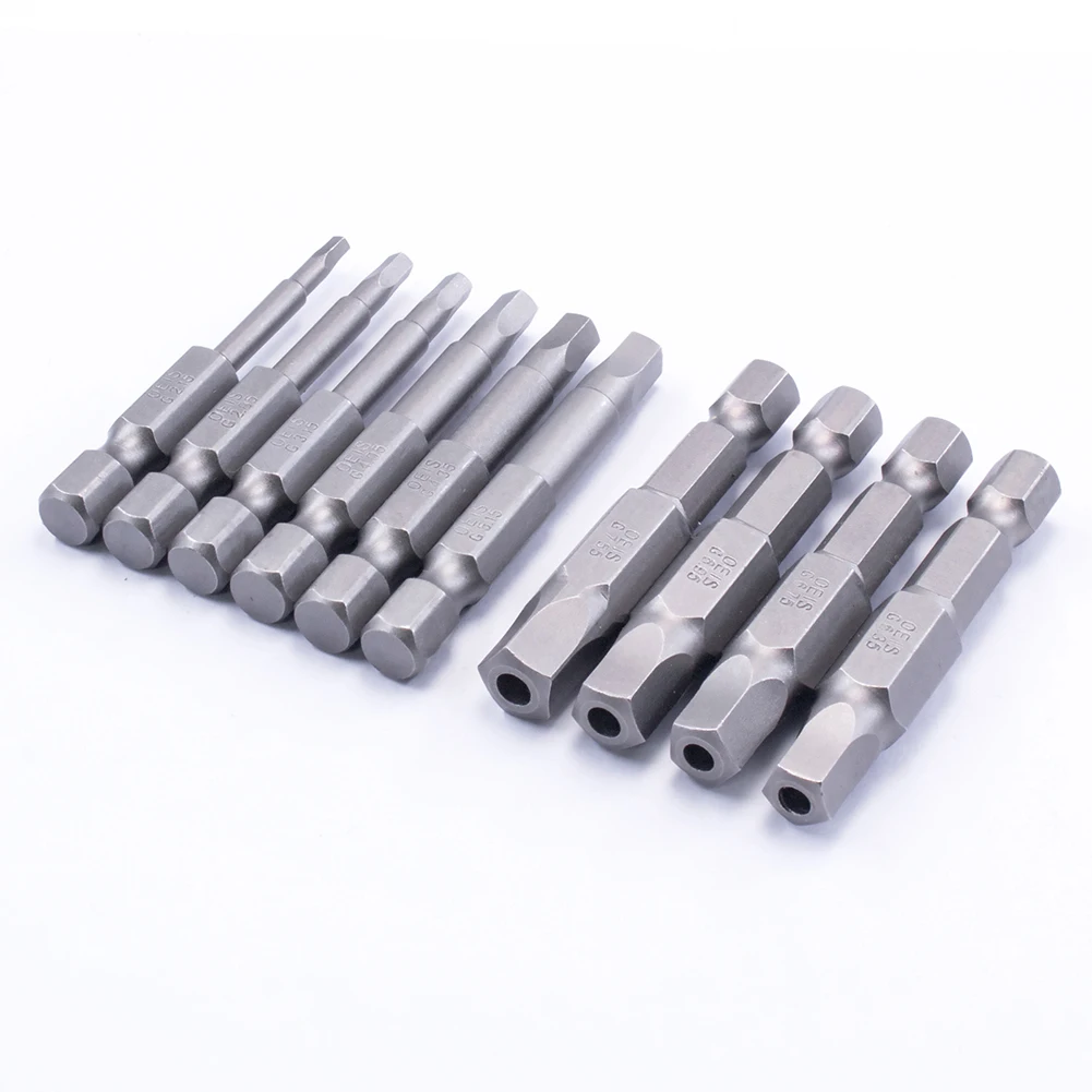 10Pcs Pentagonal Screwdriver Bit With Hole 1/4\'\' Shank Hex 50mm Wrench Magnetic Socket Hand Electric Screwdriver Wind Drill Head