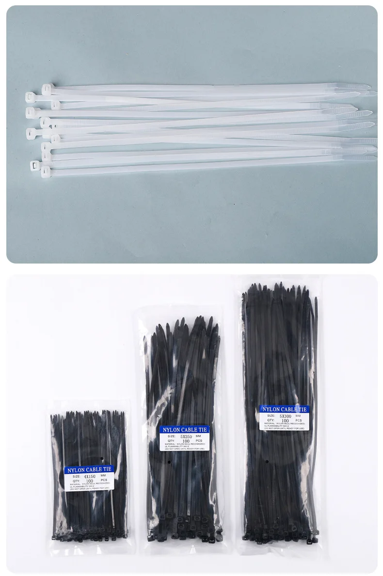 100 Stück selbstsichernde Kunststoff-Nylon-Kabelbinder, schwarzer Befestigungsgurt, Kabelbinder-Set, Kabelbinder, Befestigungsring, Kabelbinder, Kabelbinder – Detail 13