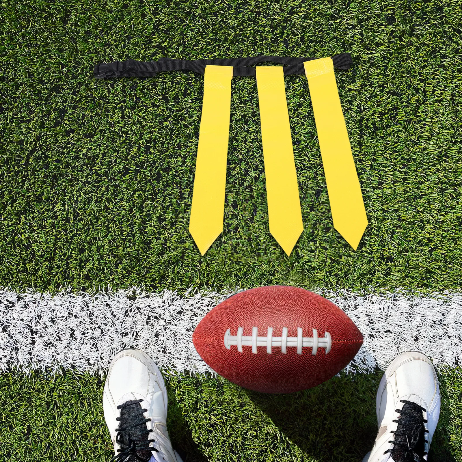 

2Pcs Flag Football Belt Adjustable Durable Nylon PVC Quick Storage High Visibility Yellow Red Youth Adult Sports Training