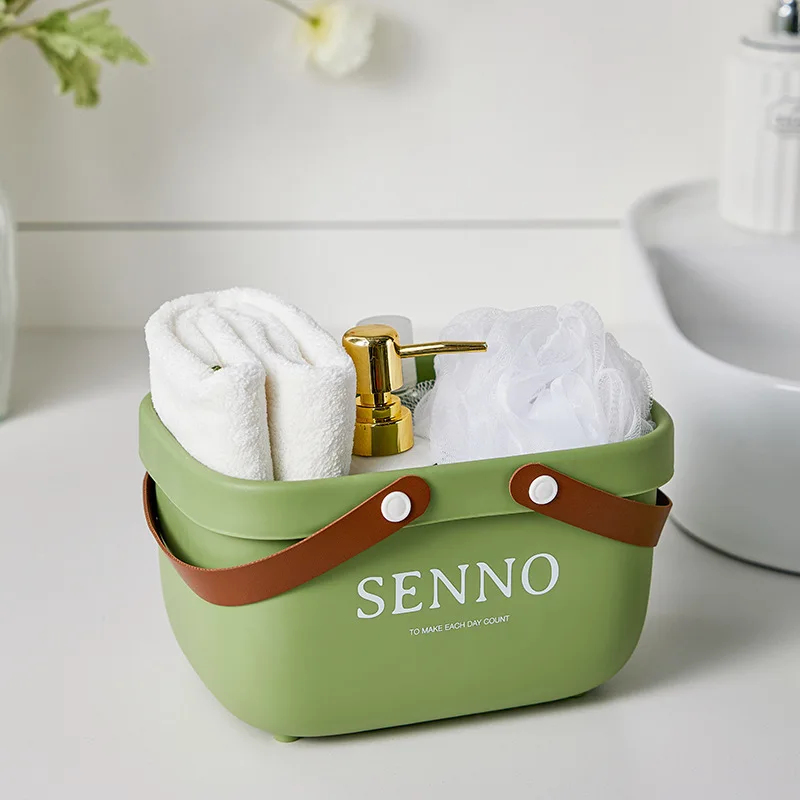 Bath Drain Basket Portable Storage Basket Bath Basket Rattan Plastic Bathroom Storage Box Snack Cosmetic Wash Storage Box image 4