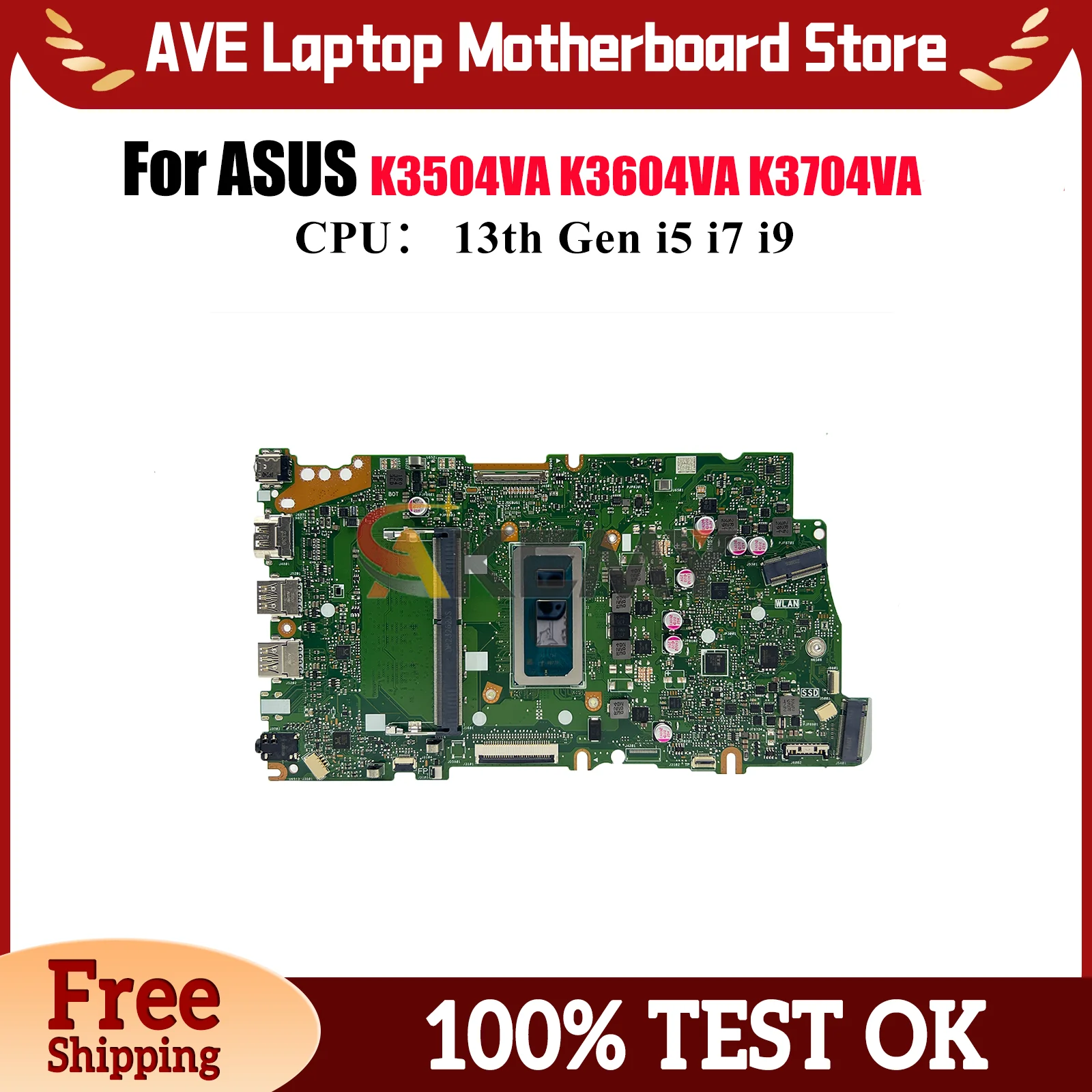 

X1505VA Материнская плата для ноутбука ASUS VivoBook K3504VA K3604VA K3704VA X1505VA X1505V K3504ZA K3604ZA Материнская плата 13-го поколения i5 i7 i9