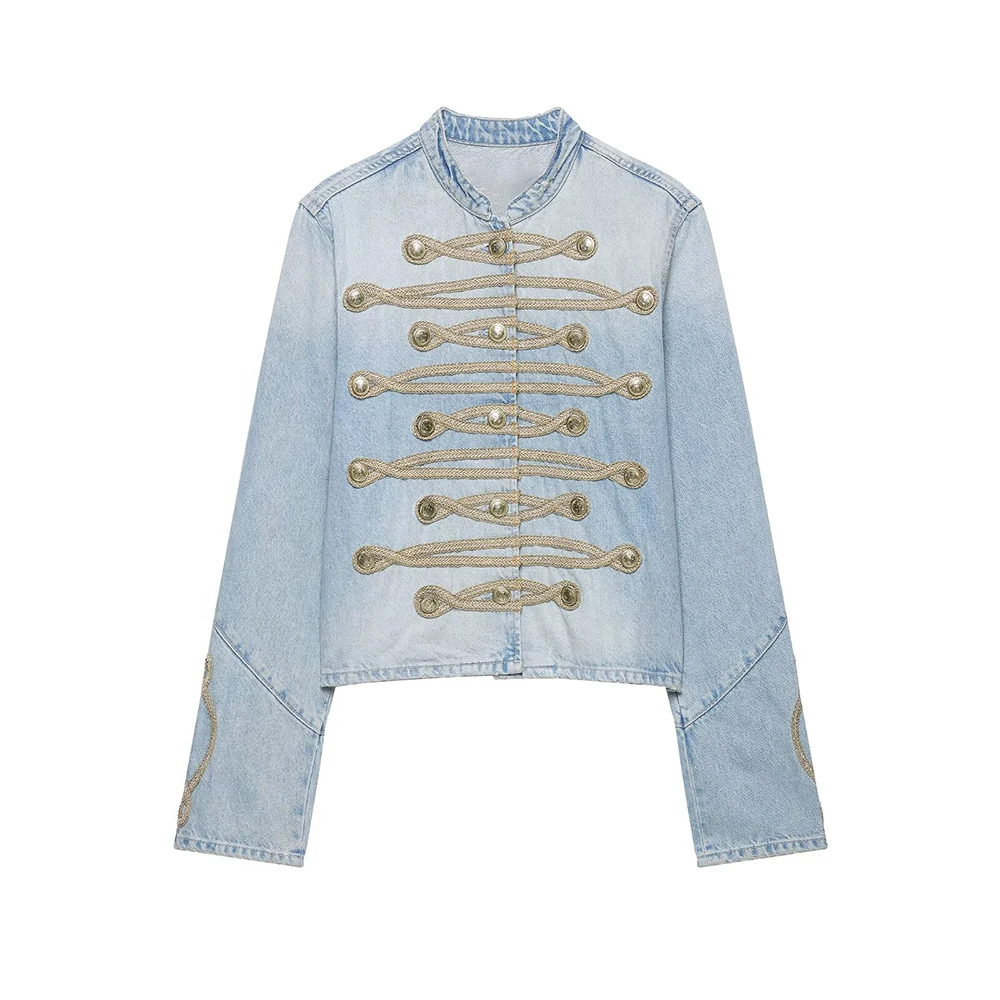 KONDALA Vintage Denim-Jacke für Damen 2026 Herbst Neuankunft Farbige Langarm-Jacke mit Knöpfen Lockerer Mantel Streetwear Lässige Oberbekleidung – Detail 2