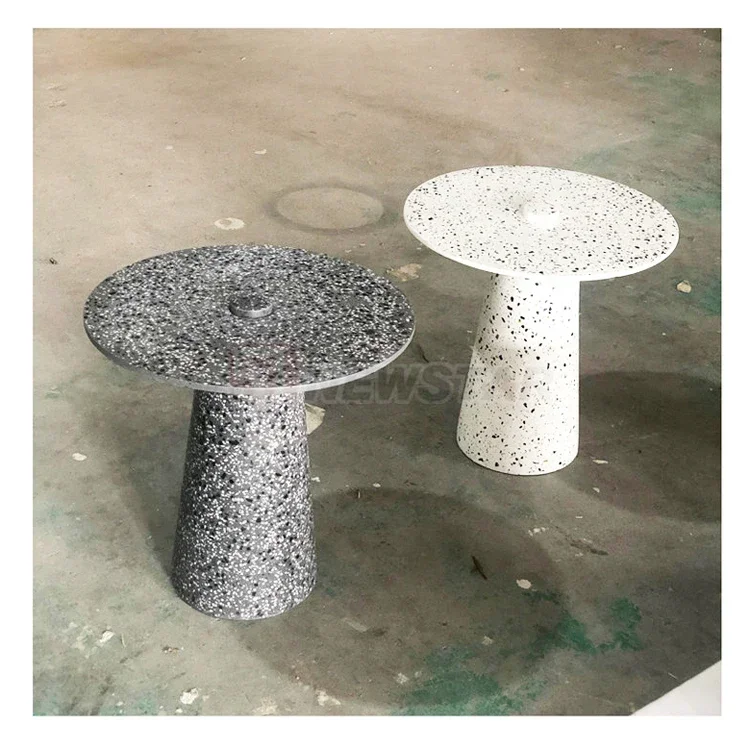 Rest Room Furniture White Black Nordic Design Tapper Column Base Cafe Restaurant Modern Terrazzo Stone Round Dining Table