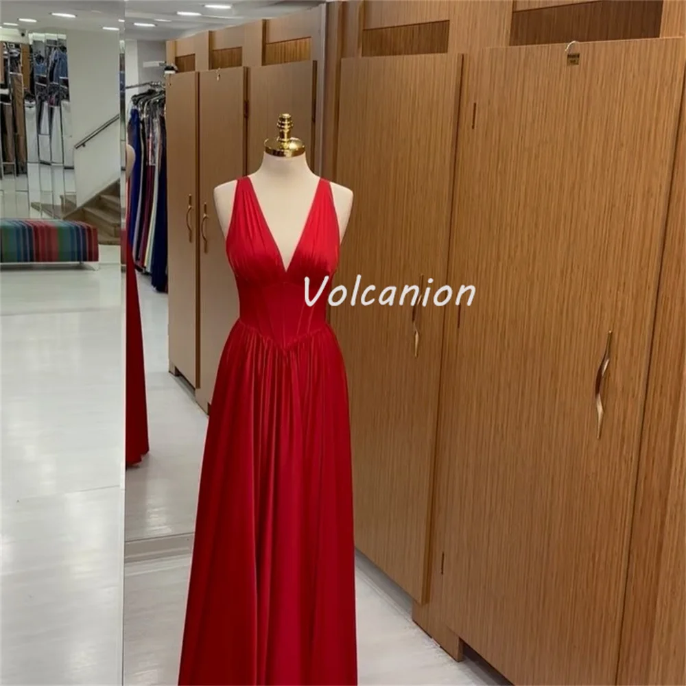 カスタマイズされた高品質のセクシーなジャージドレープ A ライン V ネック膝丈ドレスオーダーメイドのオケージョンドレスサイズ利用可能複雑