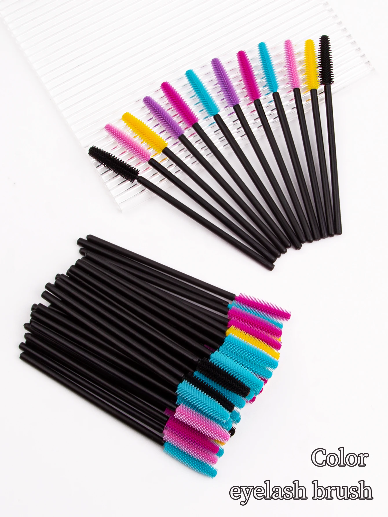 Colorful silicone mascara brush Mini multi-function eyebrow comb Spiral mascara roll eye black brush