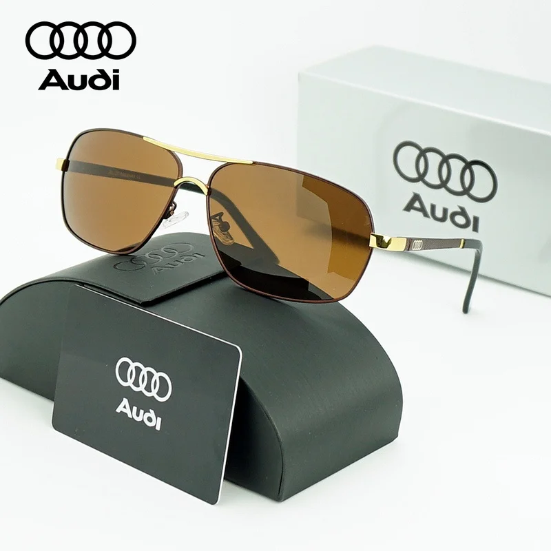 

Классические квадратные солнцезащитные очки-авиаторы AUDI для мужчин, поляризационные, с двойной перемычкой, мужские очки для защиты от солнца