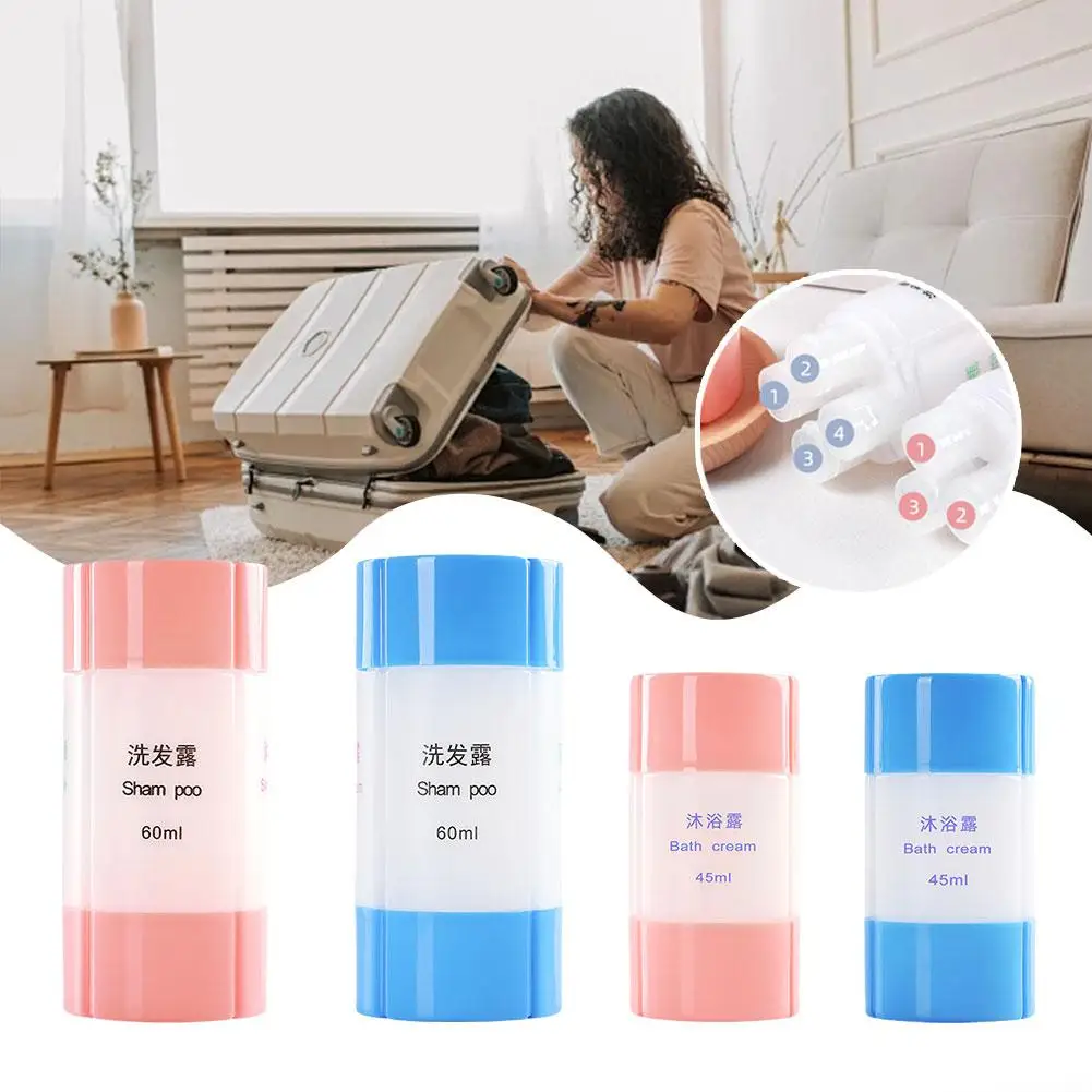 45ml/60ml 3 In 1 Reusable Travel Bottle Organized Leak Proof Soap Dispenser Dispensing Containers For Shampoo Lotion Soap L5i8