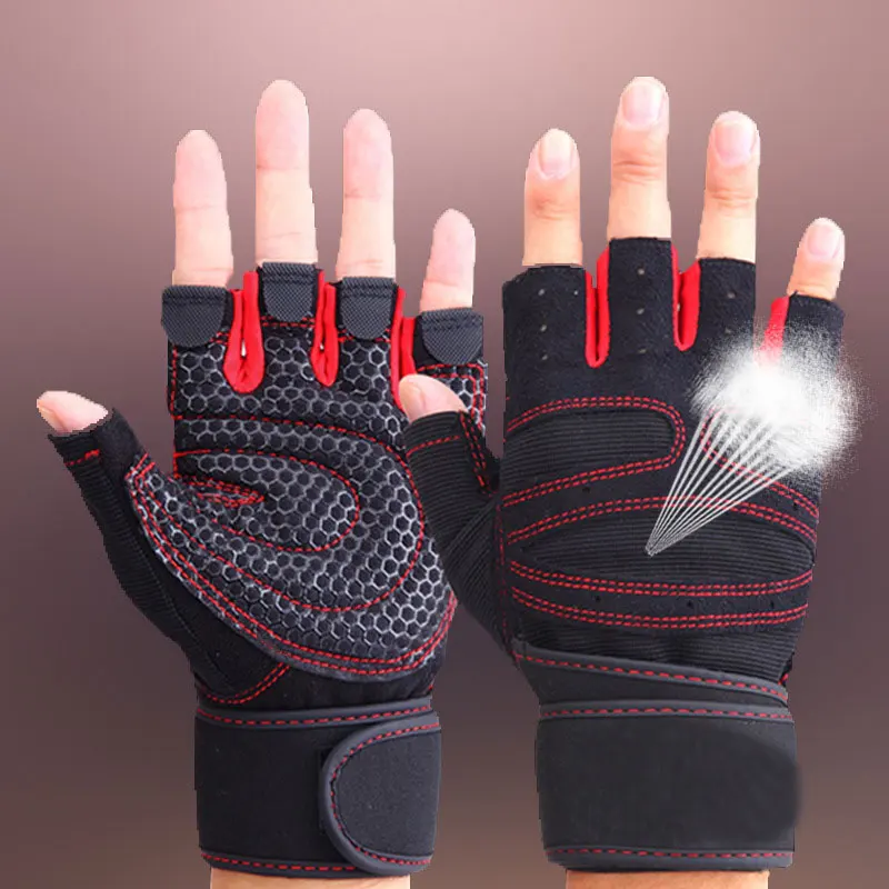 Guantes deportivos de gimnasio para hombre y mujer, mancuernas transpirables de medio dedo para levantamiento de pesas y Fitness, NIN668