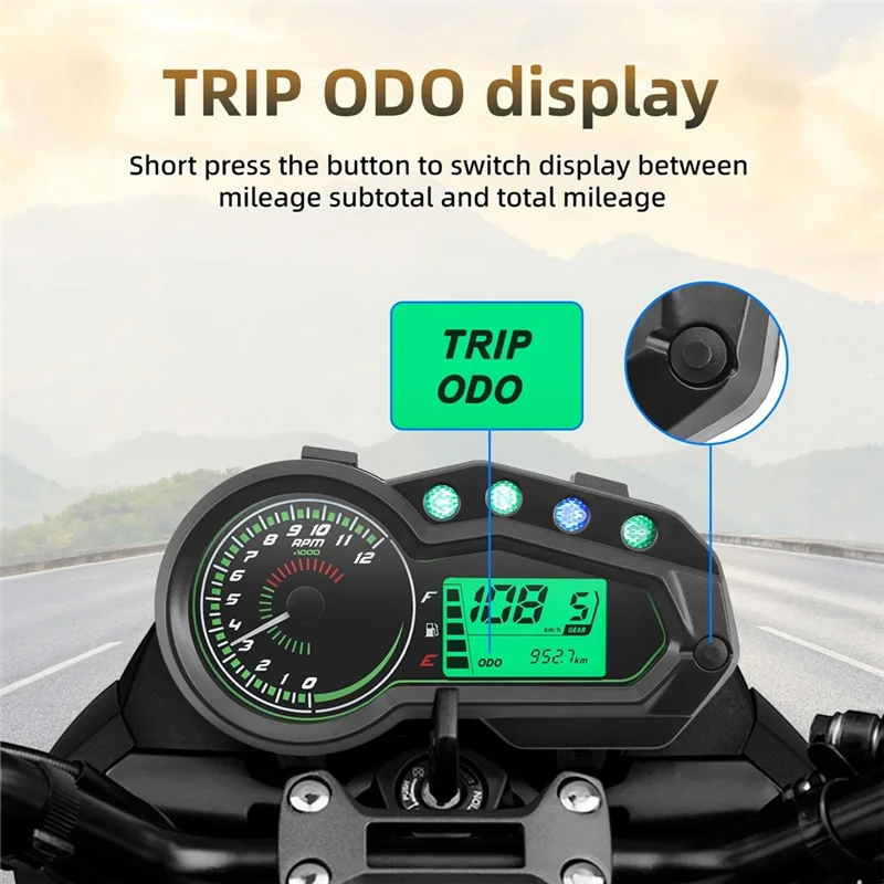 

ADQ Motorcycle Speedometer Motorcycle Tachometer 2000 RPM Meter Universal Motor Vehicle GEAR Indicator