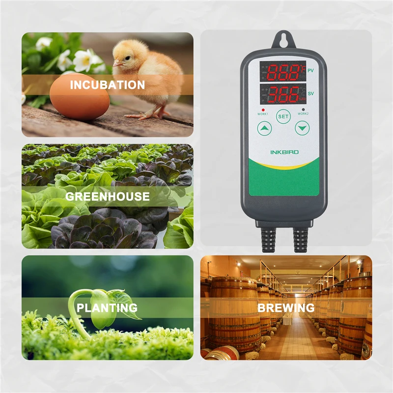 Imagem -02 - Inkbird-controlador de Temperatura Inteligente Aquecimento e Refrigeração Relé Duplo Termômetro Digital Lcd Termostato Regula 220v Plugue ue Itc308