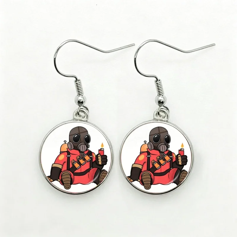 Classic Game Team Fortress 2 Scout Tf2 Anime Drop Earrings Glass Round Jewelry For Women Girls Gift
