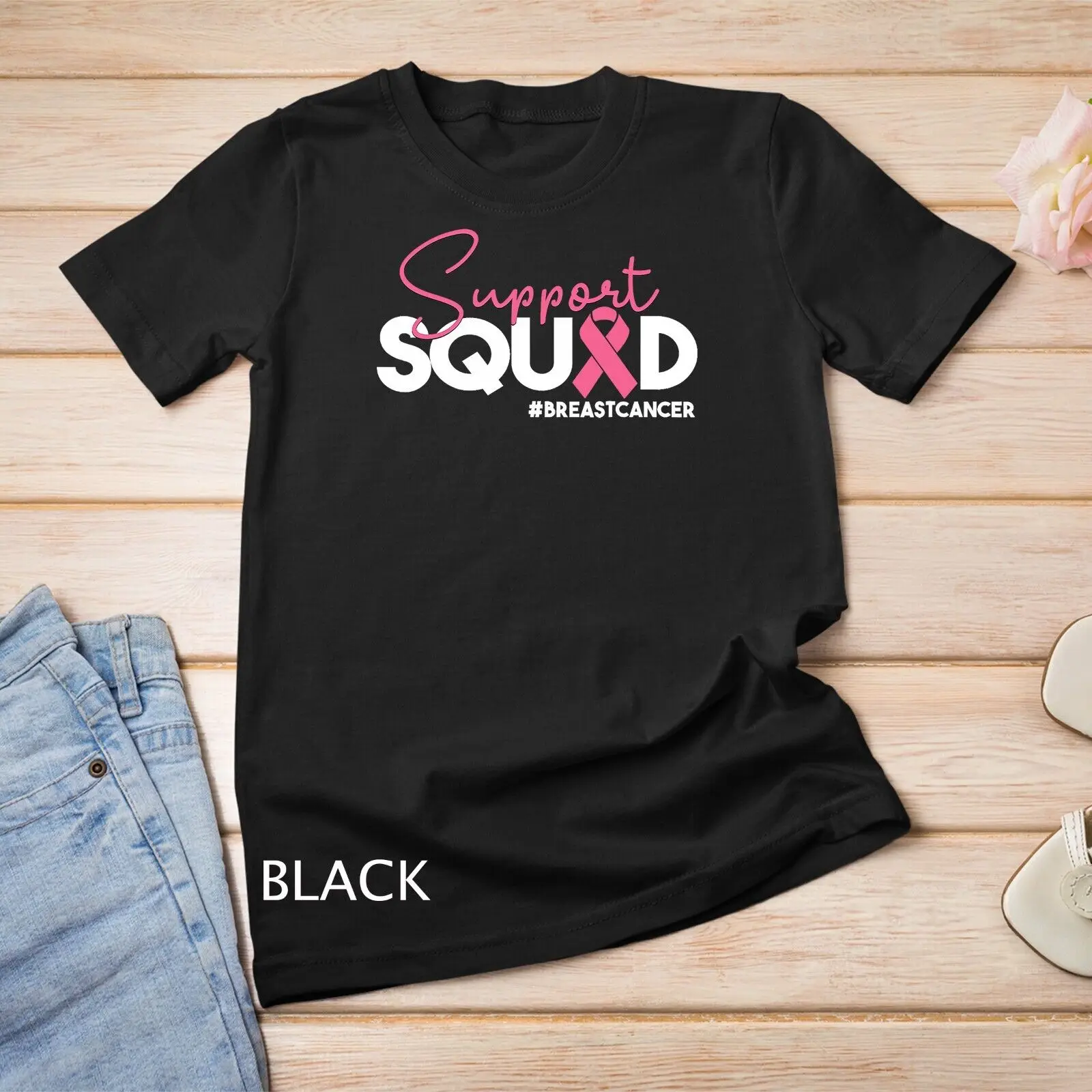 Breast Cancer Support Squad Pink Ribbon Gift, Caregivers Unisex T-shirt