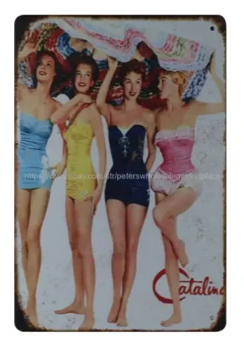 Catalina Swimwear sexy girls metal tin sign outdoor home decor