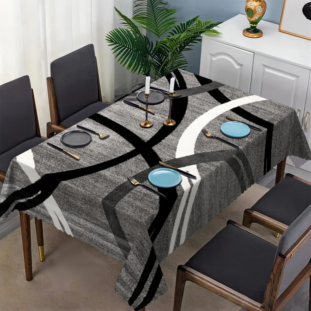 Ins Wabi Sabi Abstract Arc Color Block Table Cover Heat Oil Resistant Tablecloth For Household Cafe Apartment Casual Dining
