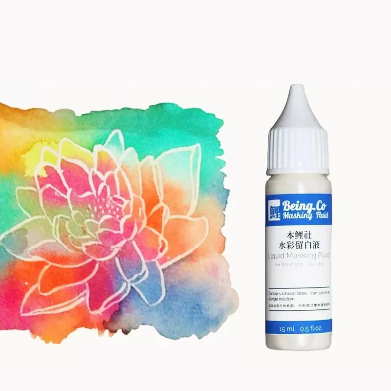 15ml Watercolor Masking Fluid Pen White/Blue Rubber Eraser Artist Glue Covering Liquid Art Supplies