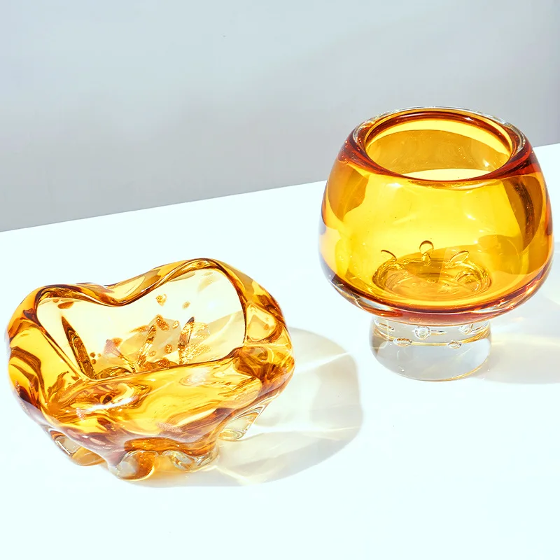 For Amber Glass Snack Plate, High-End Decor for Hotel Lobby & Coffee Table, Fruit Tray
