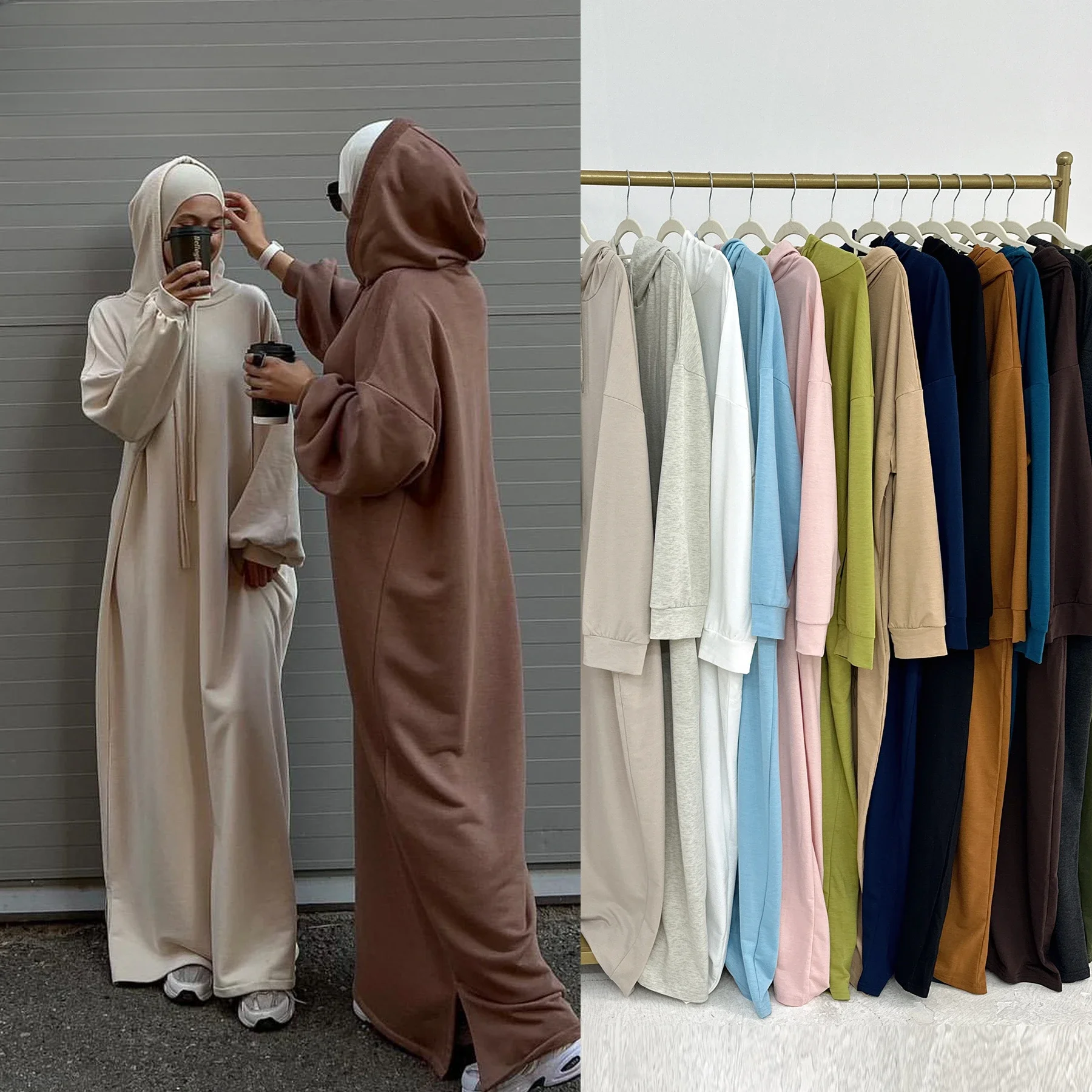 UNI 2025 New Ramadan Eid Hoodie Abaya Dubai Islam Prayer Clothes African Women Dresses Muslim Kaftan Dress Robe Femme Musulmane