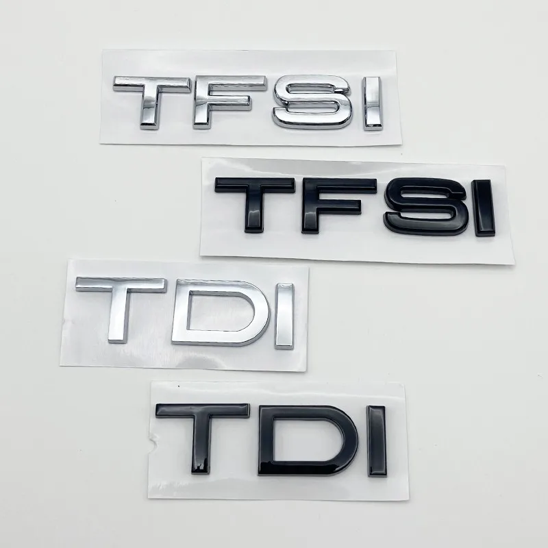 3D Chrome Glossy Black ABS TDI TFSI Car Rear Emblem Sticker for Audi A1 A3 A4 A5 A6 A6L A7 A8 S3 S6 Q3 Q5 Q7 TT S RS