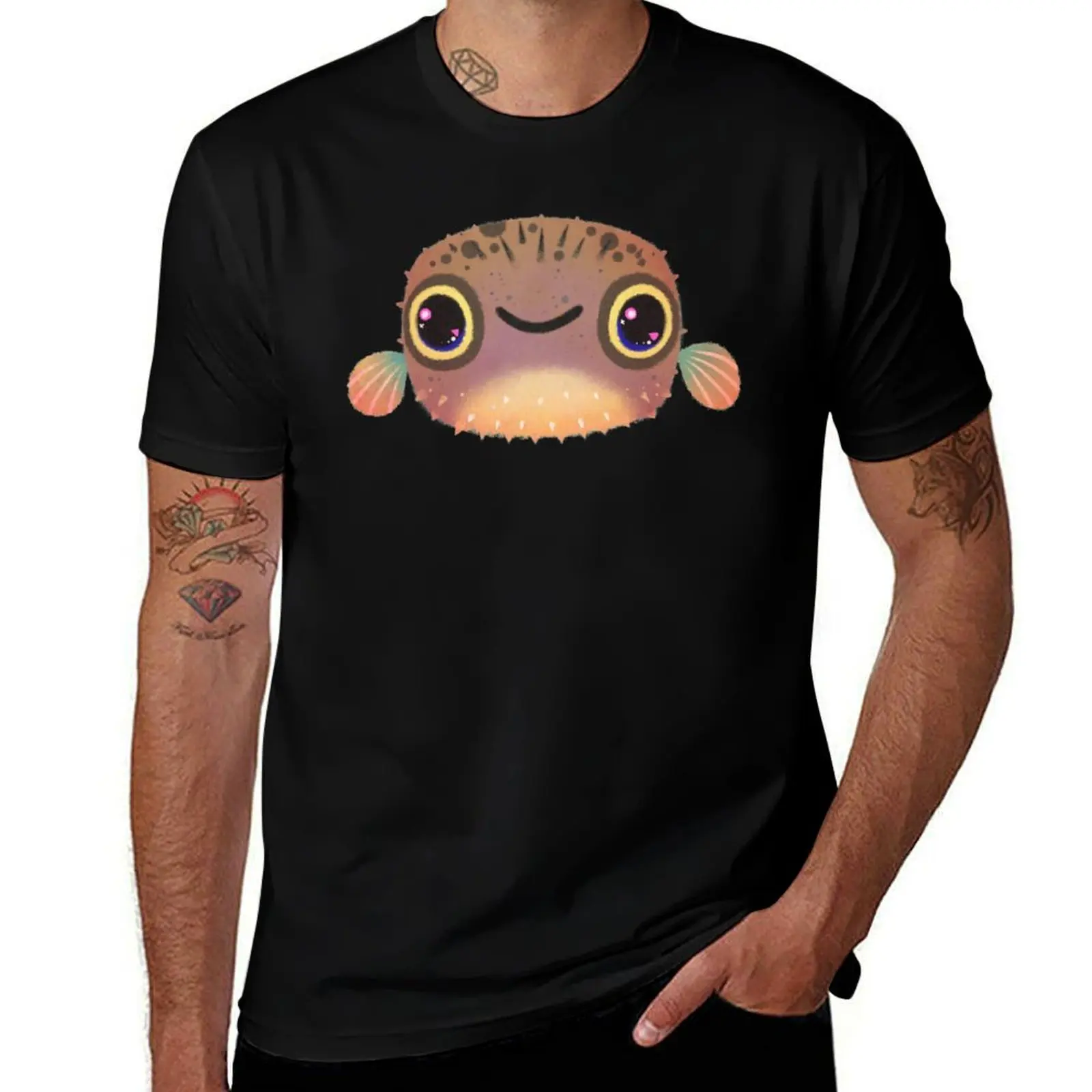 Smiling puffer T-Shirt Plus Size Workout Short Sleeve Top T-Shirt
