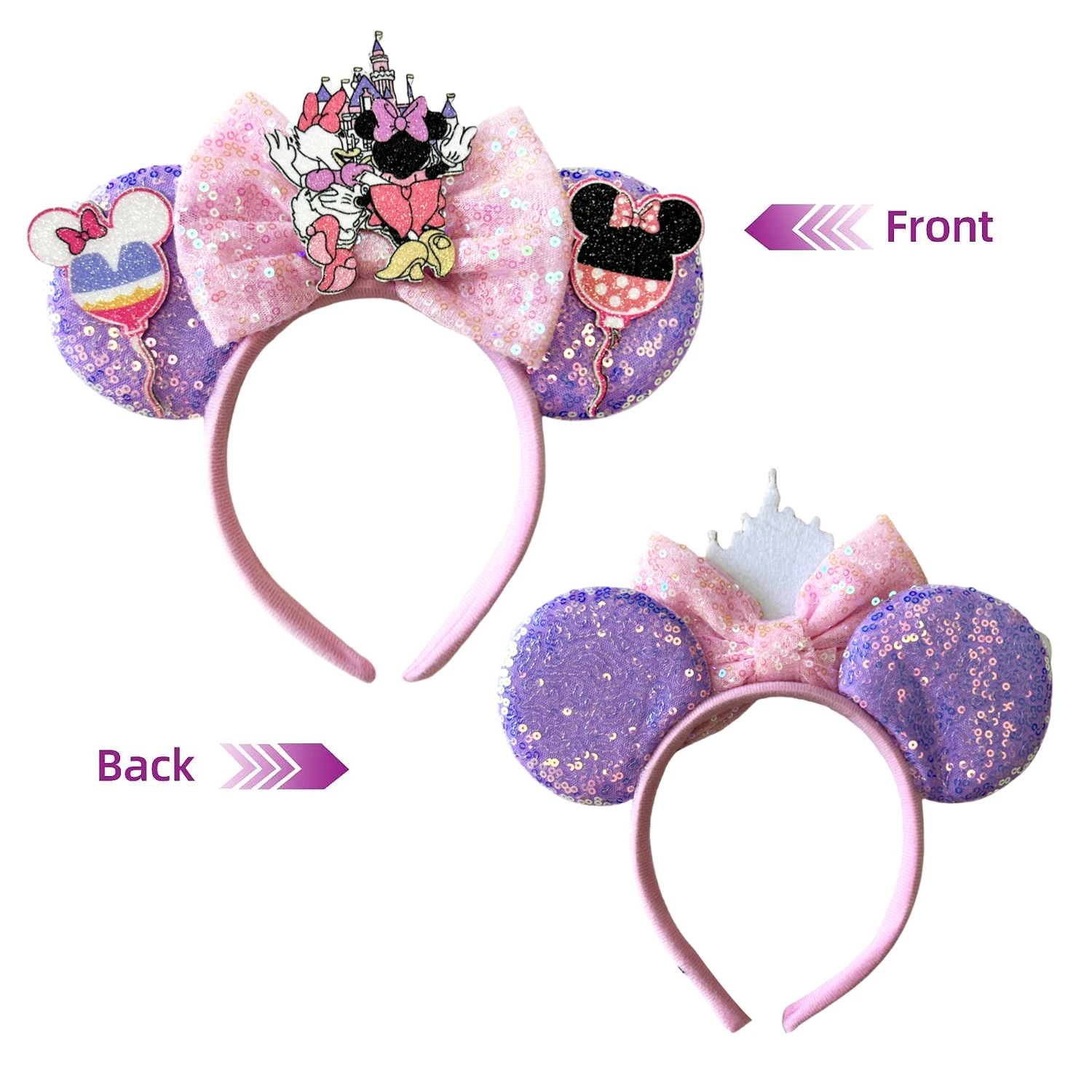 2025 New Christmas Mickey Minnie Mouse Headband Women Disney Ear Hairband Kids Xmas Party Hair Accessories Hot Festival Cosplay