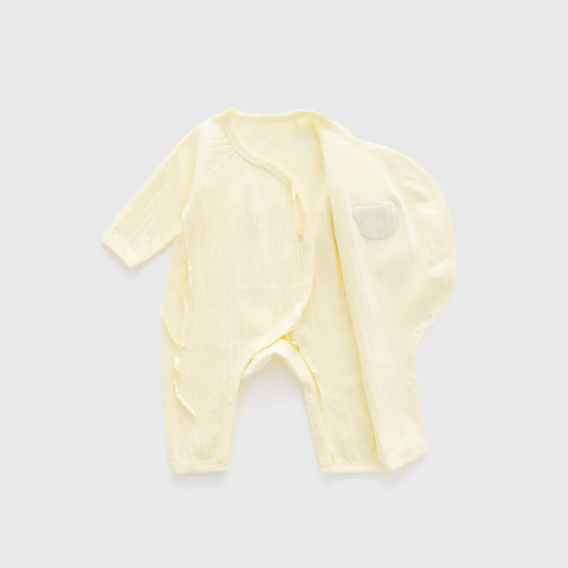 0-9M Newborn Cotton Bear Kimono Romper Girls Boys Seamless Bone-Free Design Soft Butterfly Onesie Infant Jumpsuit Daily Homewear