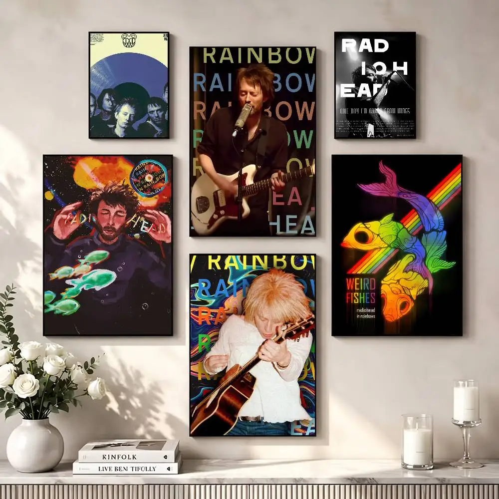 R-Radiohead In Rainbows Poster Waterproof Wall Art Sticker For Bar Living Room Vintage Decor High Quality Print Gift