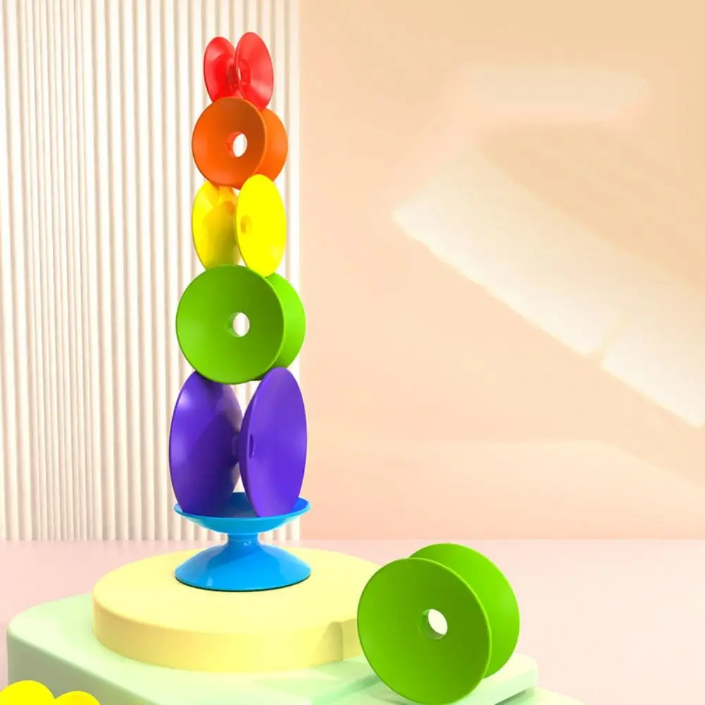 Brinquedos Empilháveis Arco-Íris, Brinquedo Montessori Rotativo, Torre de Anéis Revolventes Arco-Íris