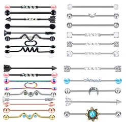 9 pz in acciaio inossidabile cuore industriale Piercing Set orecchino cartilagine bilanciere industriale per le donne gioielli corpo Unisex