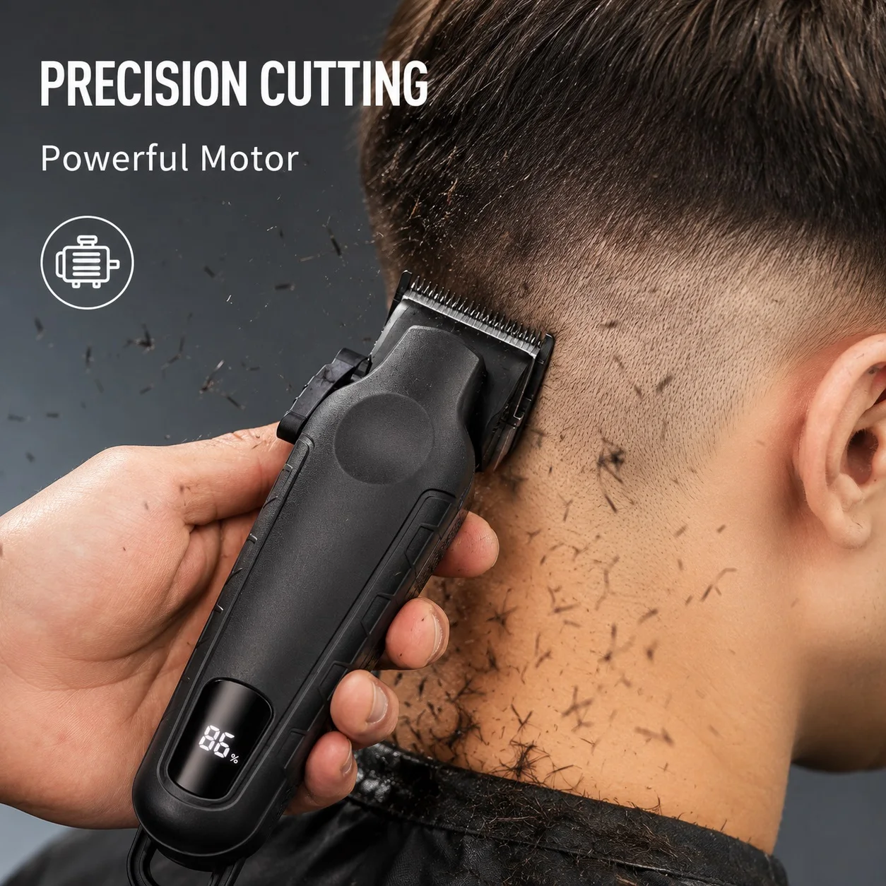 Electric Hair Clipper, Home Self-Haircut Tool, Men's Hair Trimmer, Family Hair Clipper, Portable Electric Clipper, Type-C Charging, Led Digital Display of Battery Percentage, Equipped with 4 Guide Combs, 1.5Mm/3Mm/4.5Mm/6Mm Multi-Length Options, Three-Level Blade Adjustment, Easy to Use, Suitable for Men and Adults for Daily Haircuts, Easy to Trim Hair at Home