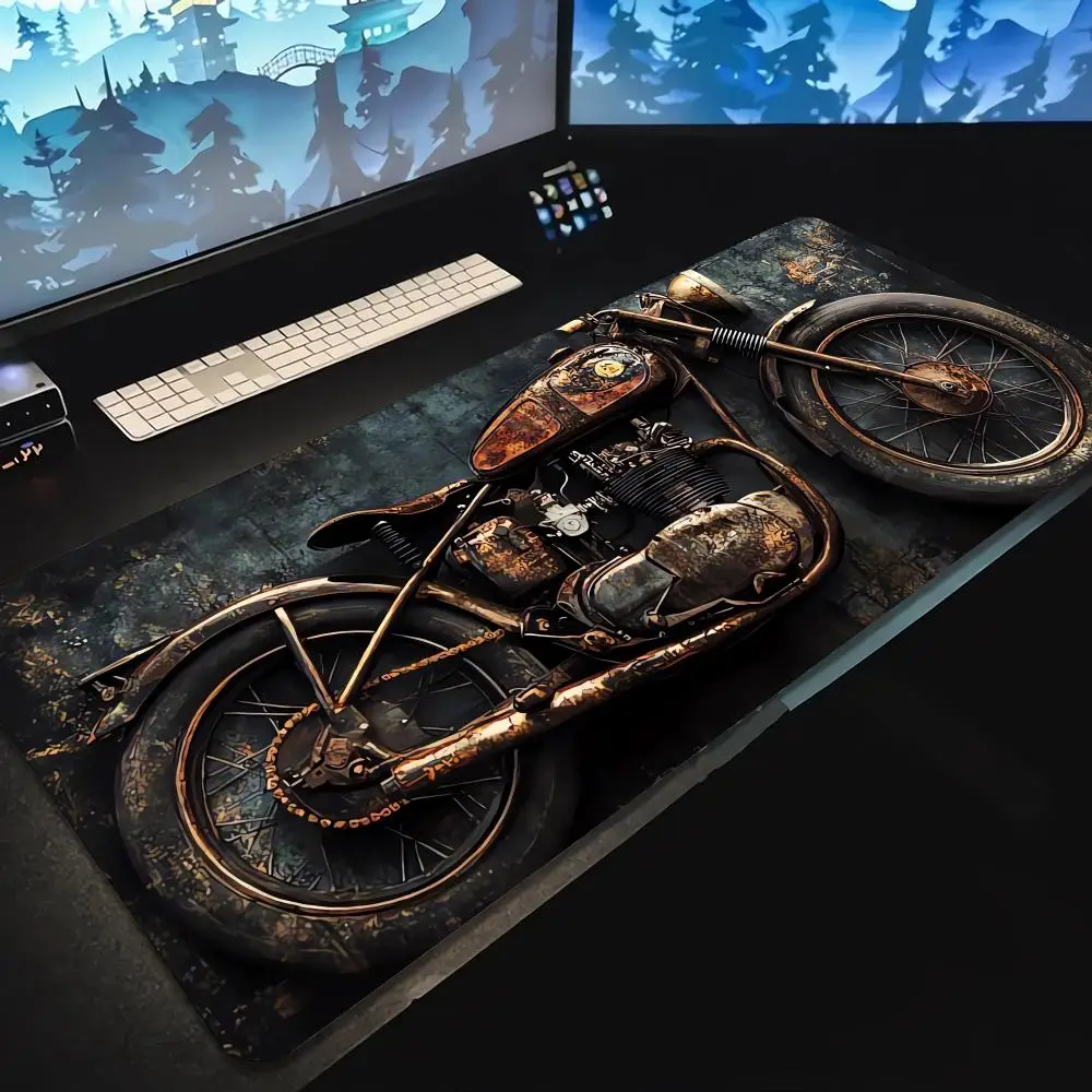 

Retro motorcycle design Mouse Pad Large Computer Keyboard Pads Natural Rubber Anti-Slip Gaming Mousepad Long Desk Mat 900x400mm