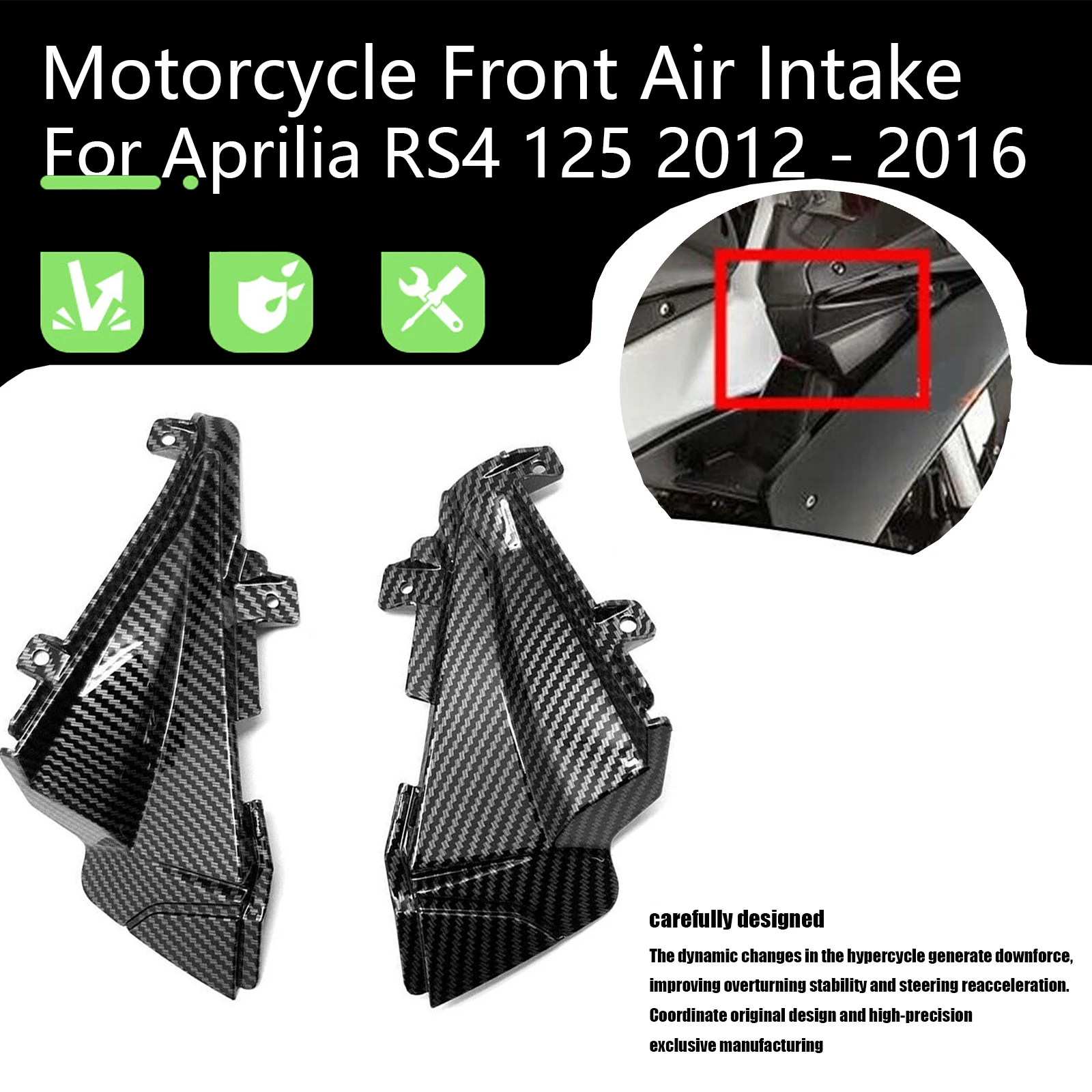 Motorrad ABS Front Air Intake Ram Insert Trim Panel Verkleidung Cowling für Aprilia RS4 125 2012 - 2016
