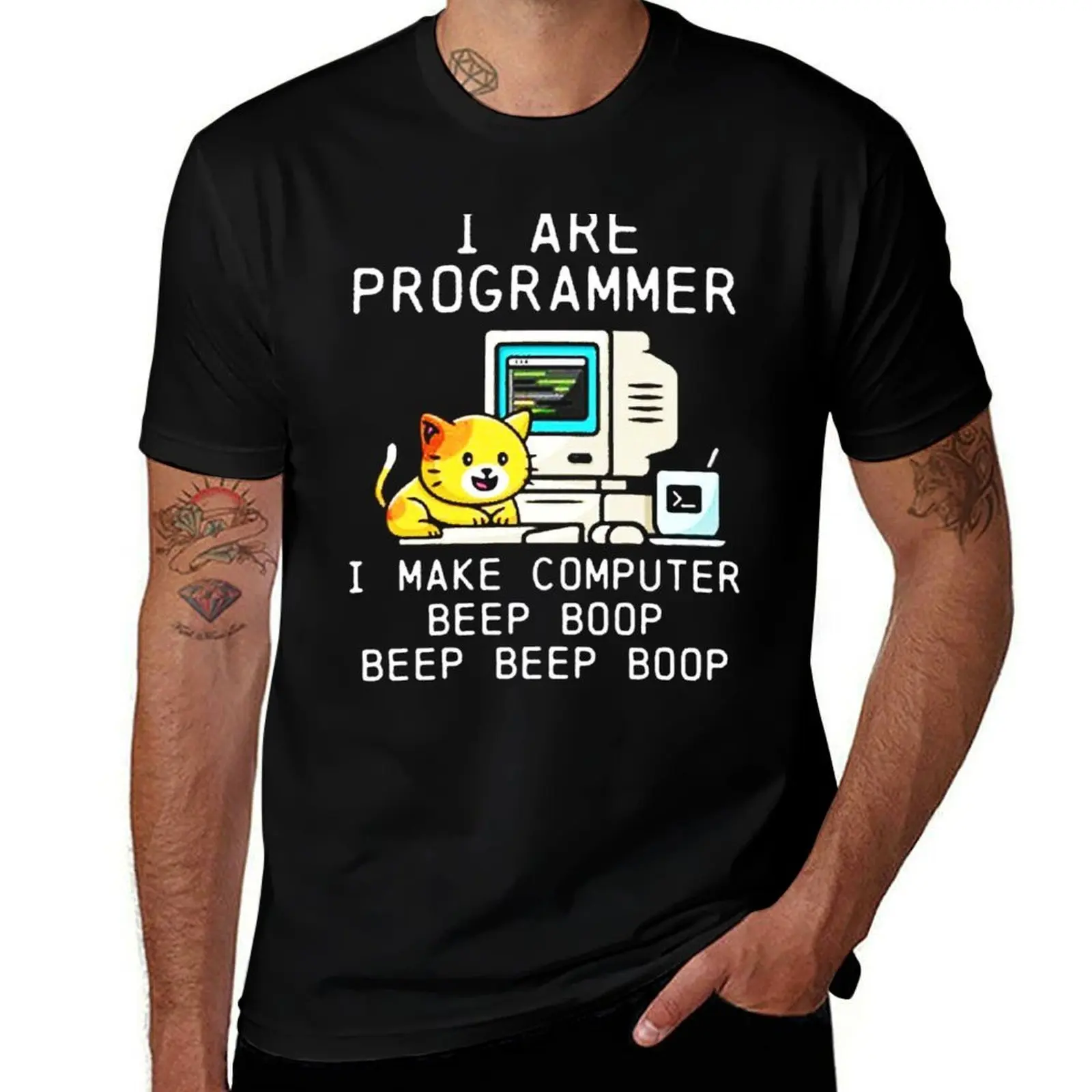 

Programmer Cat Beep Boop Coding T-Shirt t shirt for man T-Shirt