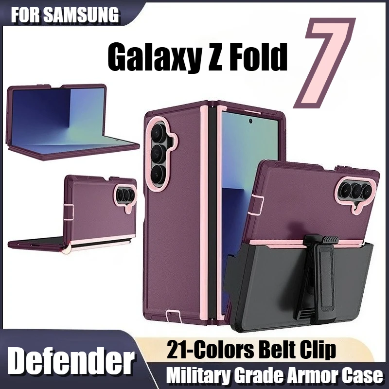 

3IN1 Military Grade Heavy Duty Armor Phone Case For Samsung Galaxy Z Fold 7 Original Ott-Box Defender Anti-drop Cover Belt Clip