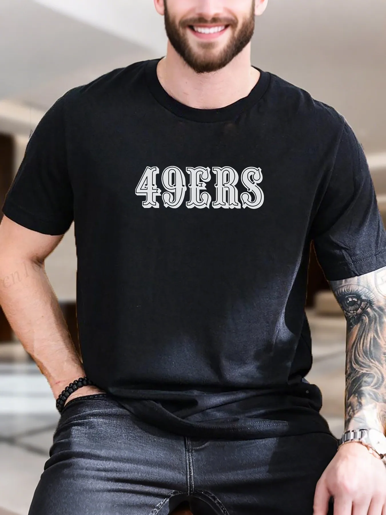 

New Arrival Fashion Men's 40 Years Print T-Shirt Vintage Black White Text Design 100% Cotton Breathable Casual Tee Relaxed Fit C