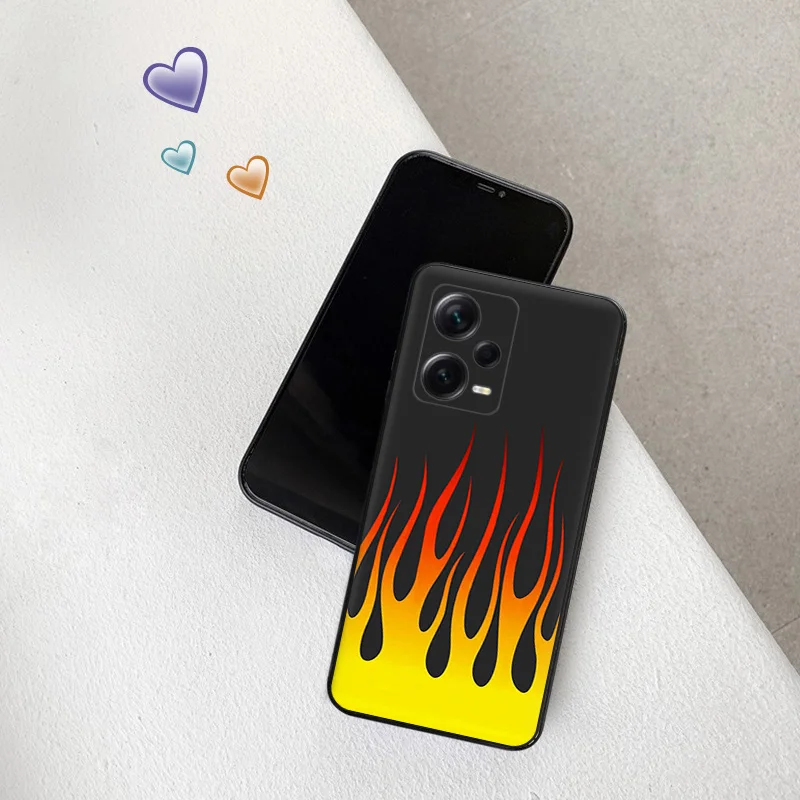 Blue Yellow Green Flame Sea wave Phone Case for Xiaomi 12 Pro 12x 12t 13 Redmi Note13 13c 12s 12c Note12 Shell Black Cases Cover