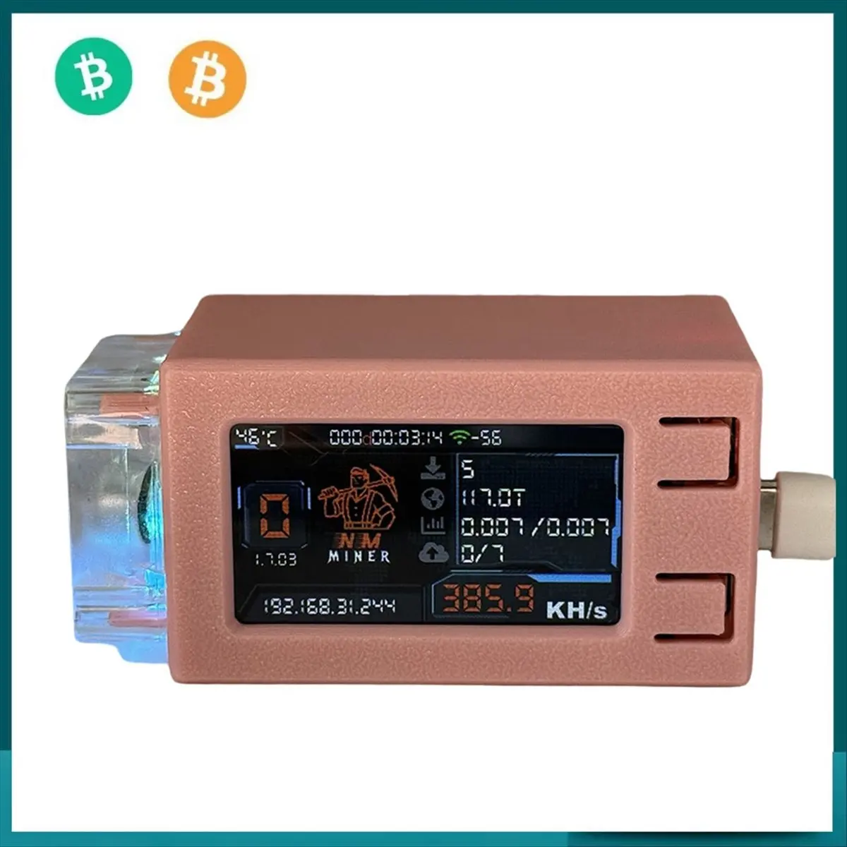 Goodprice NMMiner Nerdminer V2 Pro Max 390KH/S Solo Lottery Miner BTC Miner Nerd Miner Bitcoin Crypto Miner with RGB Cool Fan