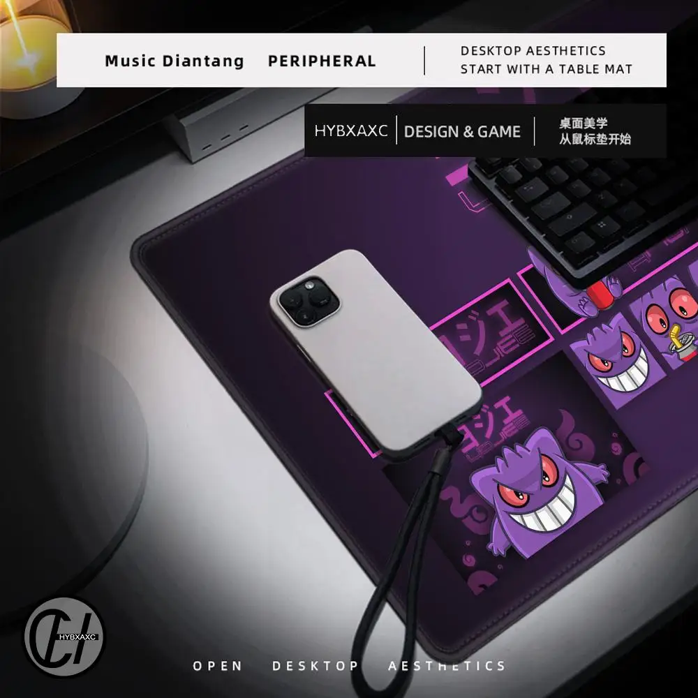 Purple Japan Anime Mouse Pad PC Cool P-pokemon Gamer Cabinet Keyboard Rug XXL G-gengar Extended Desk Mat Laptop Kawaii Mousepad