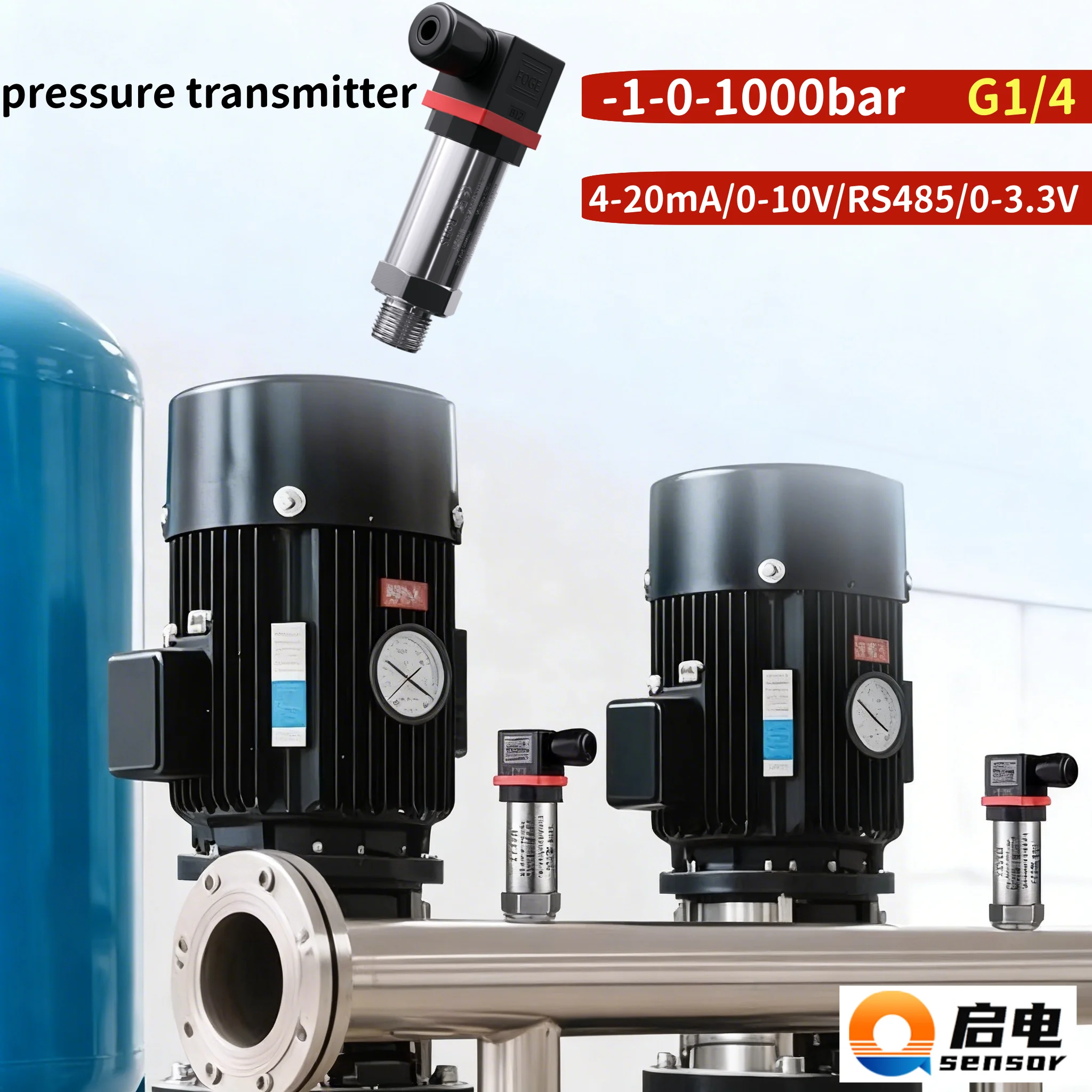 

Датчик давления 0.1/0.2/10 бар, 4-20 мА, 0-10 В, G1/4", для масла, воды, газа, 10 бар/50 мбар, преобразователь давления RS485