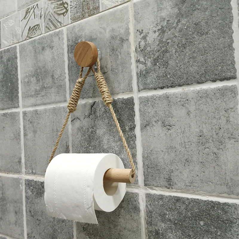 Round Hook Hemp Toilet Paper Holder Vintage Towel Hanging Rope Toilet Paper Holder Home Hotel Bathroom Decoration Supplies