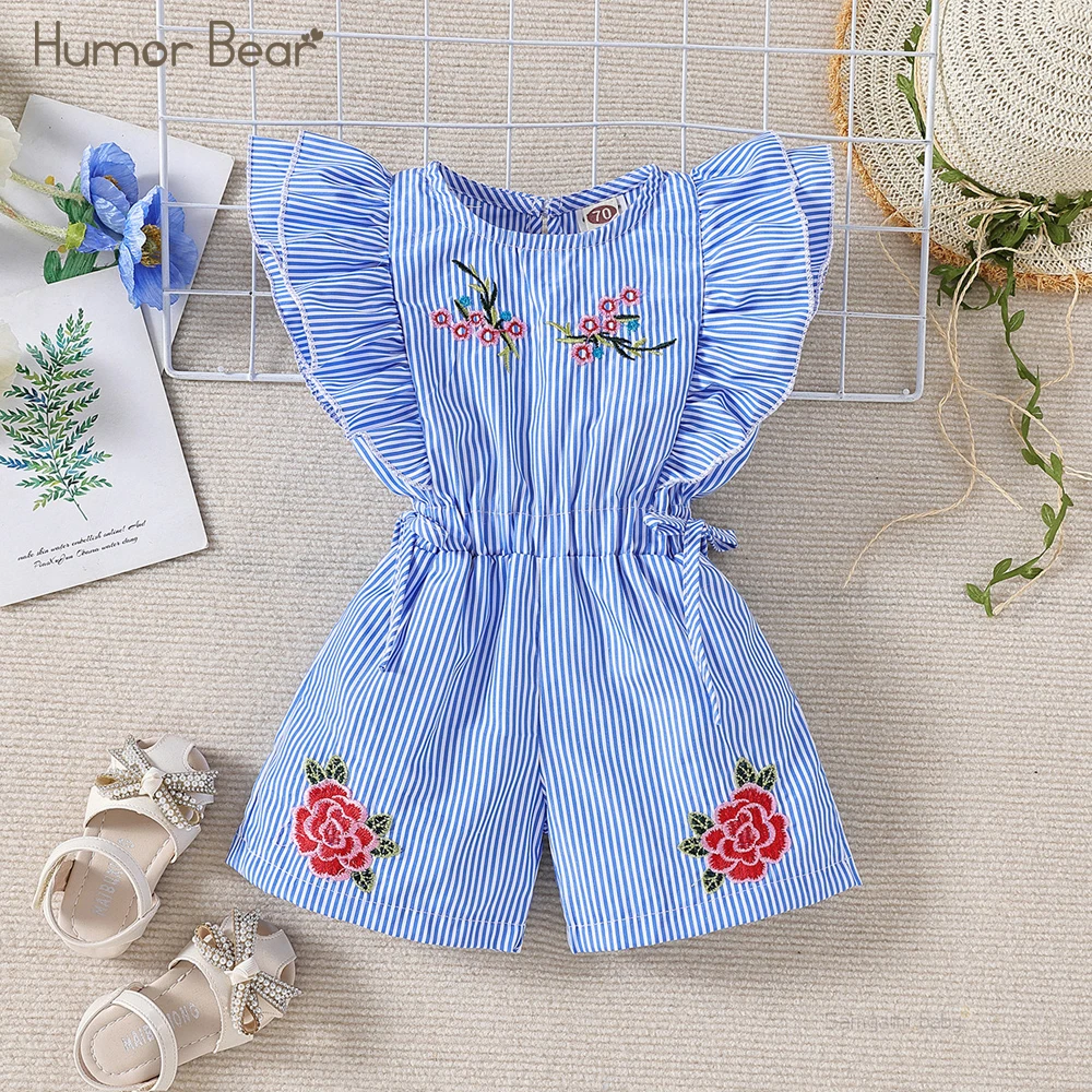 

Humor Bear Baby Romper Children's Clothing Summer Striped Jumpsuit Embroidered Khai Climbing Baby Clothes