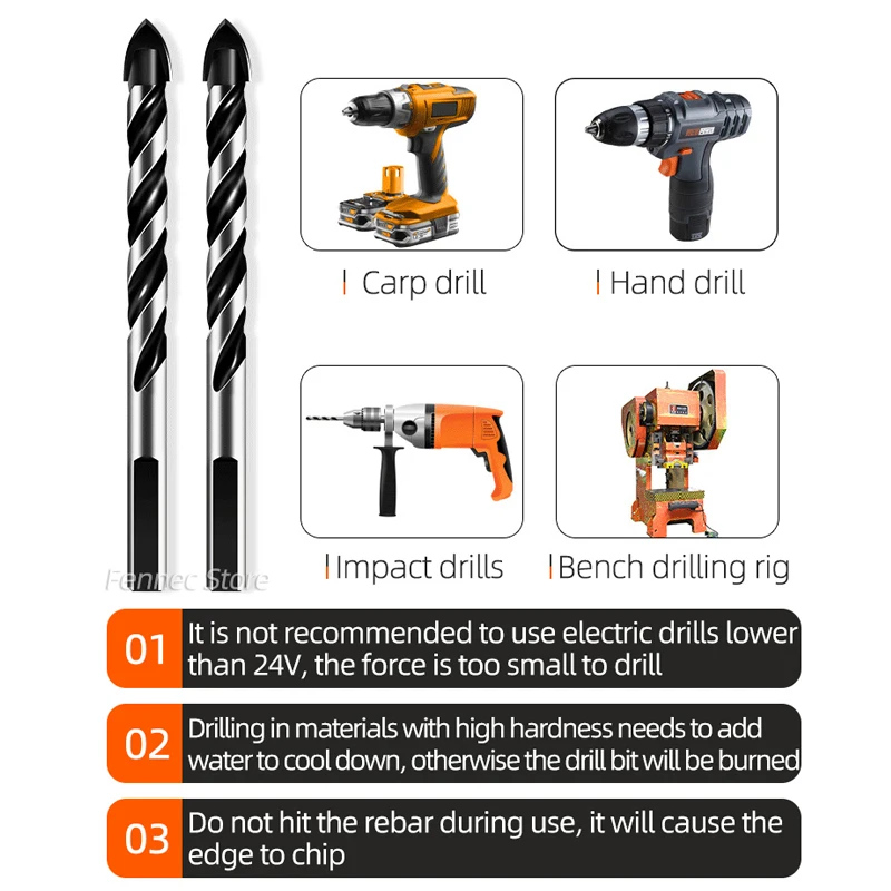 6-12 mm driehoekige boorset bit perforeren glas metaal tegelboor keramiek beton baksteen hoge hardheid superharde legering