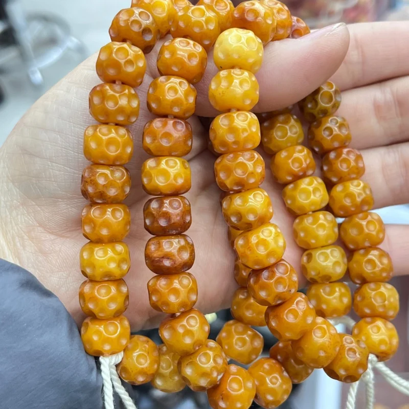 

Винтажный браслет из костяных бусин в старинном стиле с точками, имитирующими метеорит, для буддийских практик