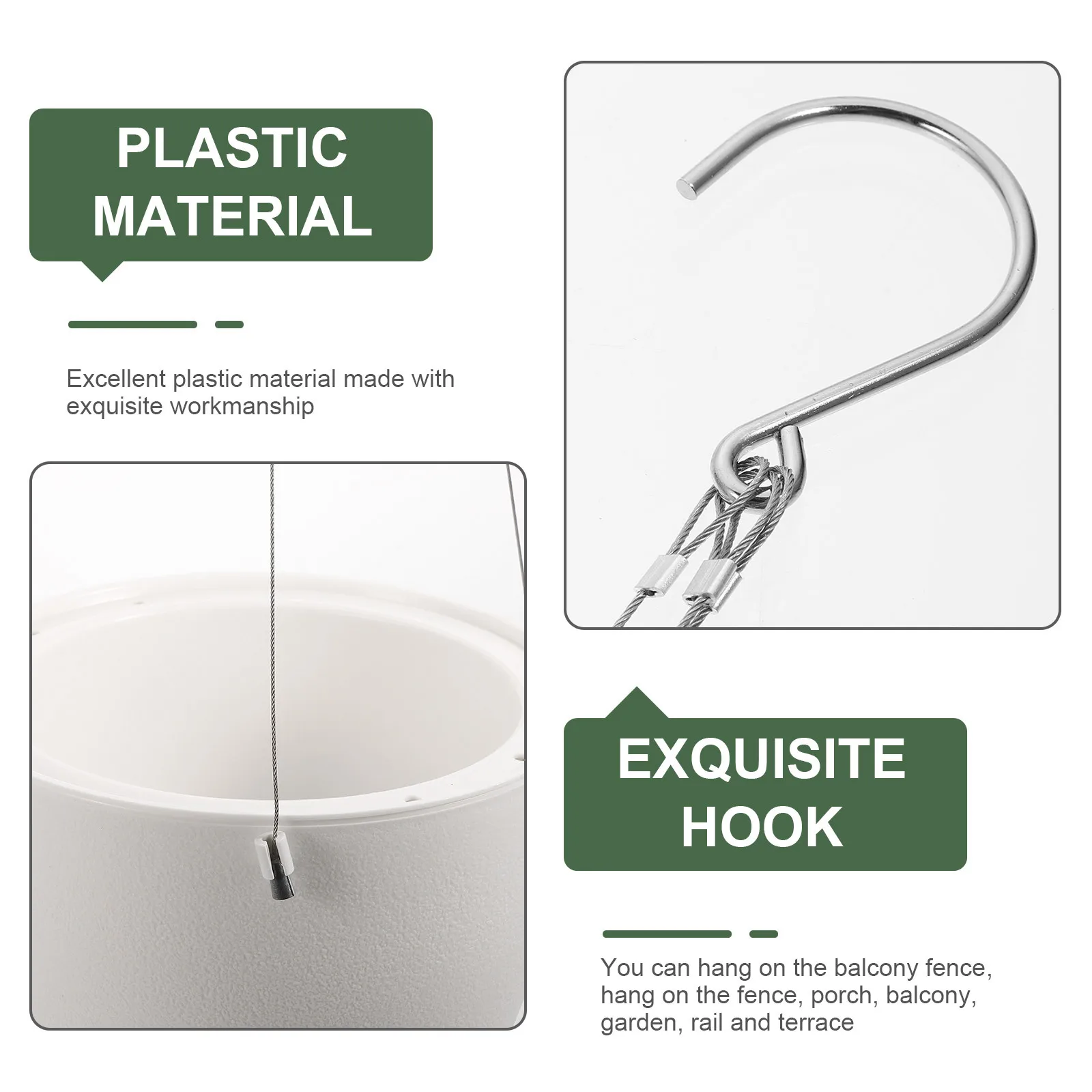 

2pcs Water Absorption Hanging Planter Plastic Flowerpot Cotton Rope Inner Pot Balcony Garden Outdoor Plant Container Decorative