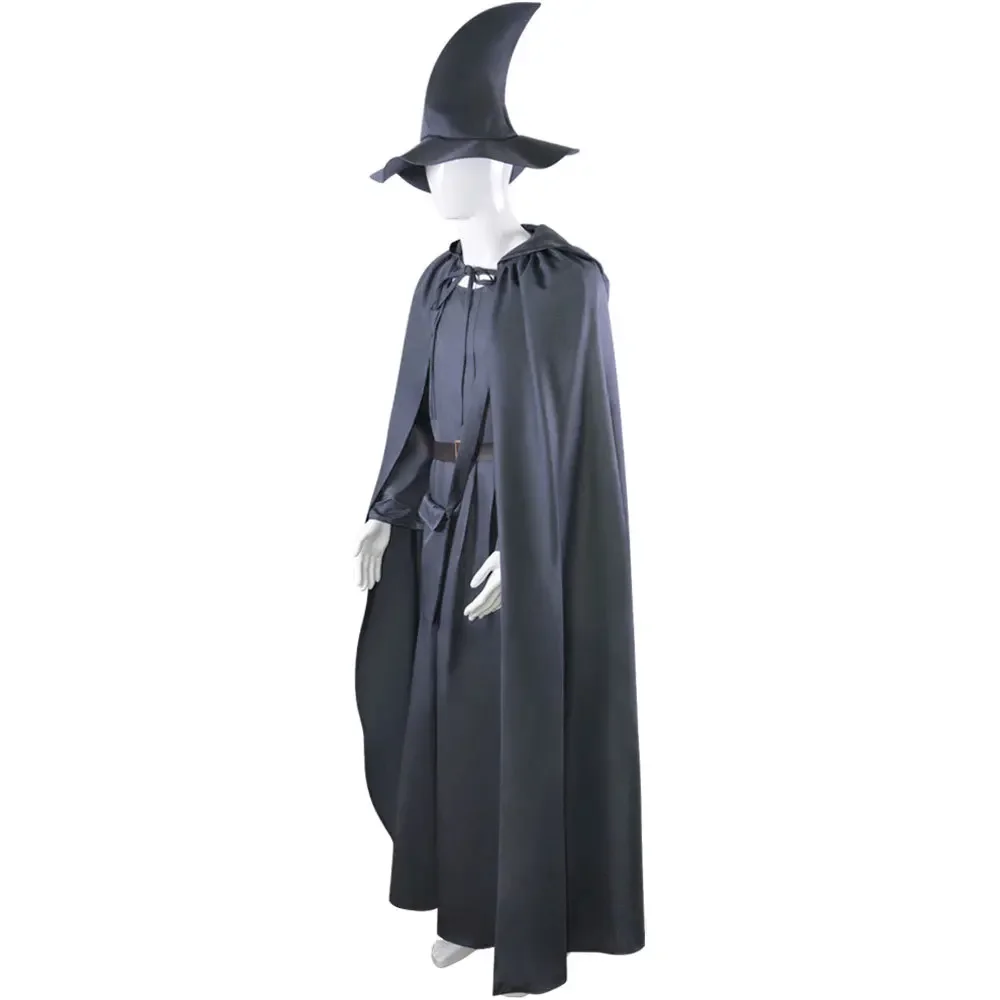 Movie Wizard Sorcerer Cosplay Costume Adult Men Cloak Cape Lining Set Clothes Uniform Halloween Party Outfit