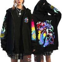 2025 New Helluva Boss Devil Black Men's and Women's Fashion Y2K Harajuku Leisure Anime Fans 2D Printed Zipper Hoodie
