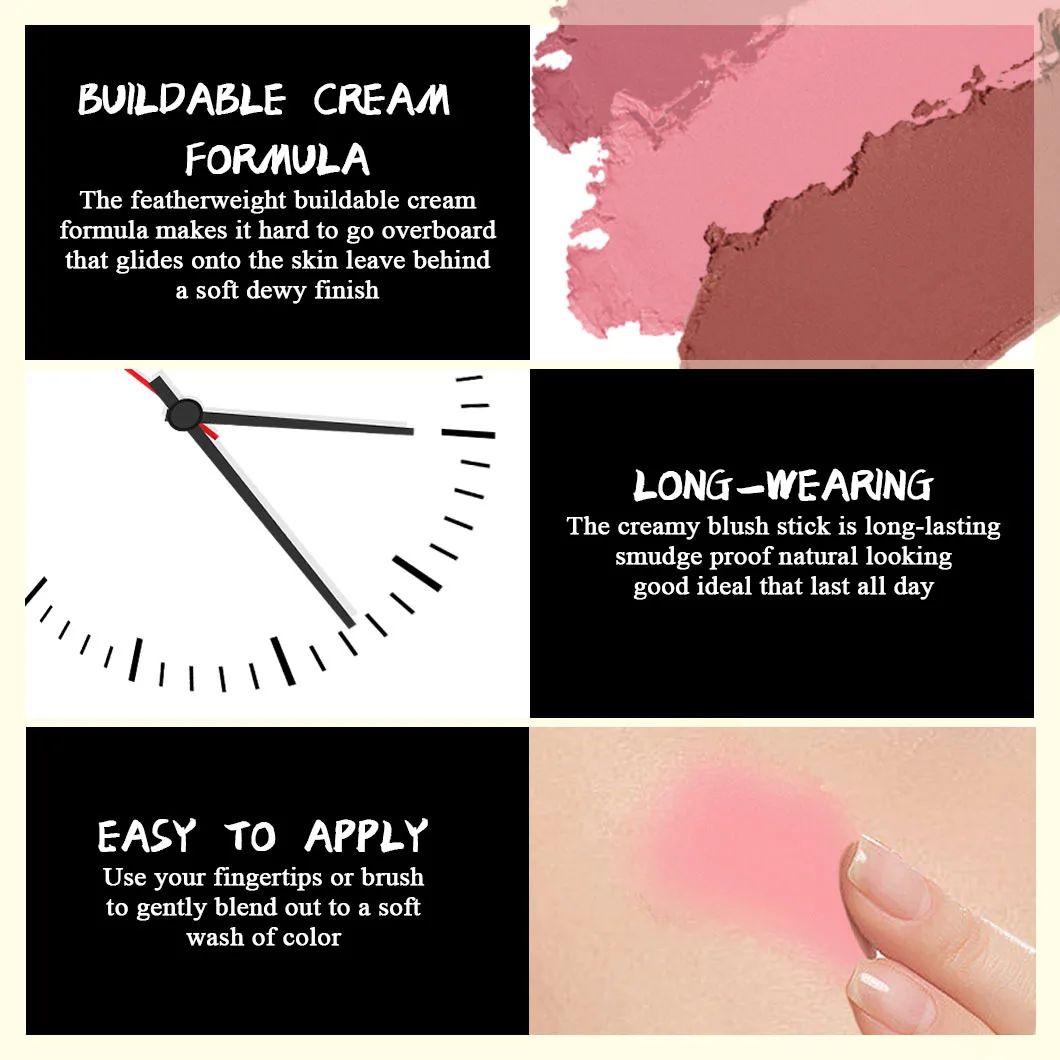 Three-in-one color Multifunctional makeup stick natural face multi-function: Blush, Eye Shadow, Bloom, lasting all day